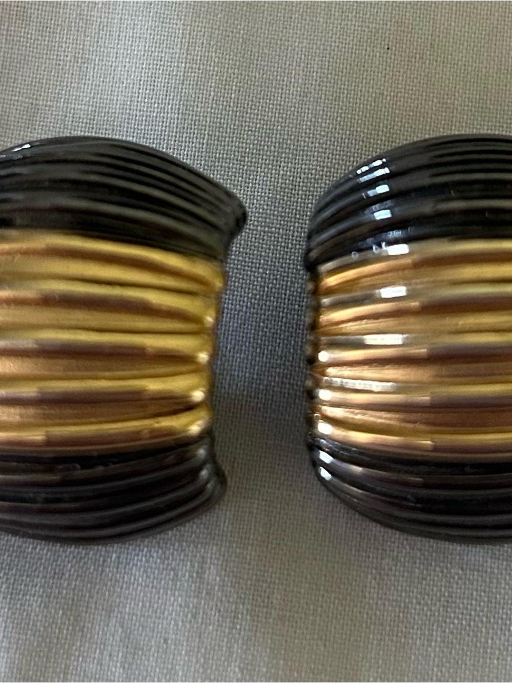 Givenchy Hoops Gun Metal Silver & Gold Tone Clip On Earrings